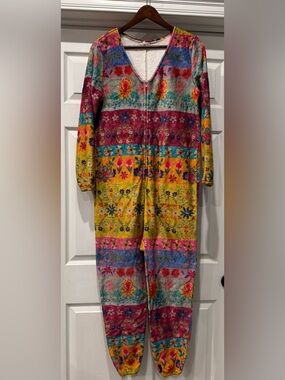 Natural Life Fleece One Piece Pajamas Women’s Size XS Floral Boho Cozy Soft
